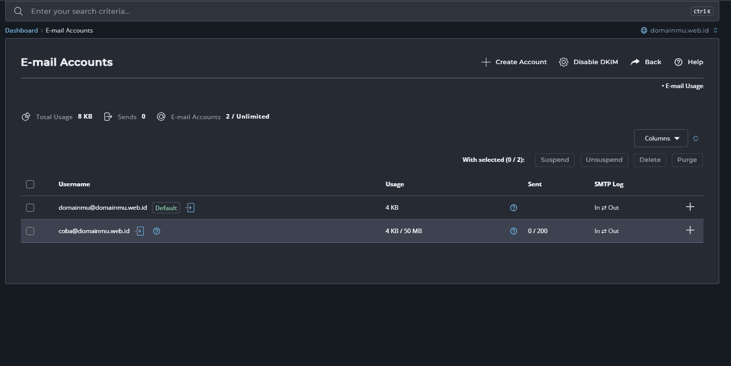 Create Mail Accounts